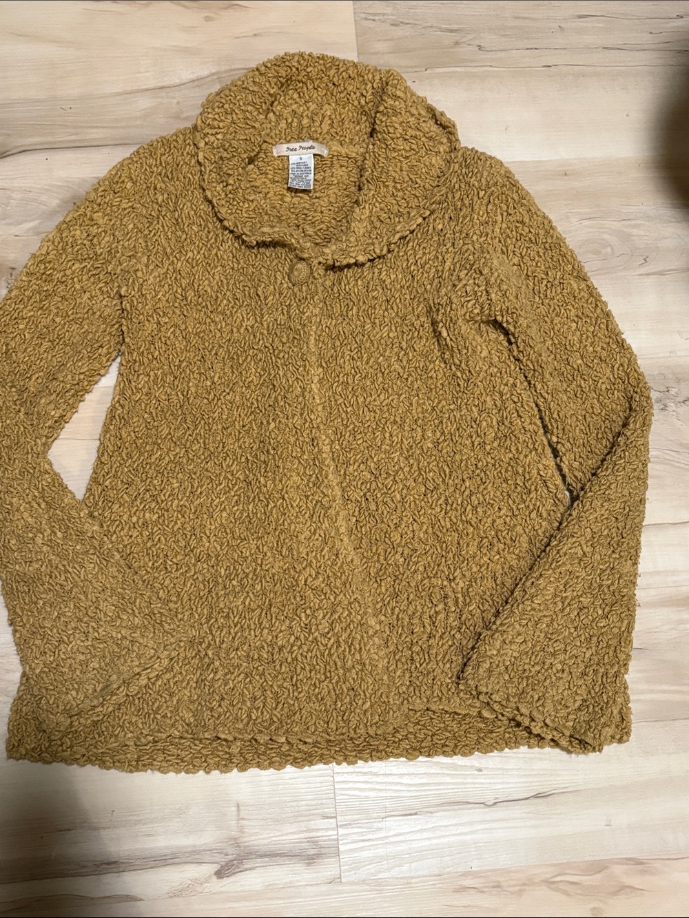 Free People Wool Blend Boucle Single Button Cardigan Jacket Small boho festival
